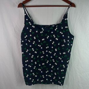 Banana Republic Women's Pullover Tank Top Cami Size L  Wild Cherry Print Black